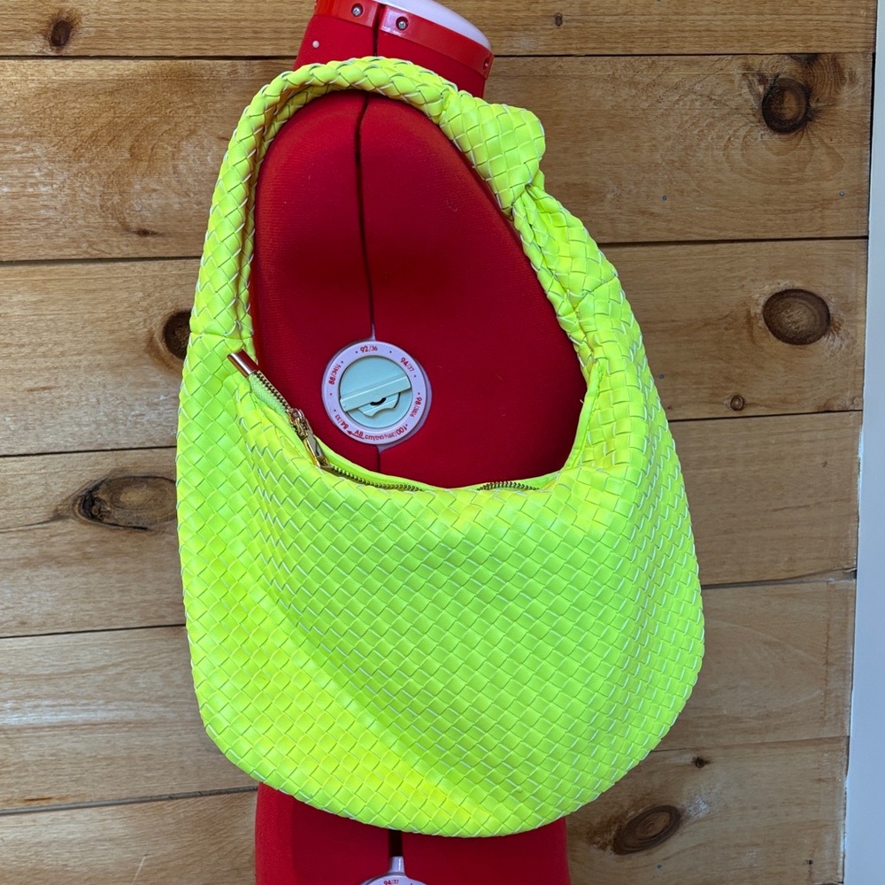 Neon Yellow Woven Shoulder Bag